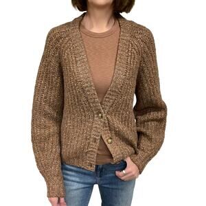 Lucky Brand Shaker Knit Raglan Cardigan Sz S New $90 Brown Button Front  Sweater